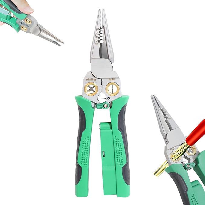 8 in 1 Wire Stripper with Voltage Tester, Wire Stripper Pliers Multi-Function Electrician Tool for Stripping Cutting Scraping Crimping Wires Car & Home Electrical Repair