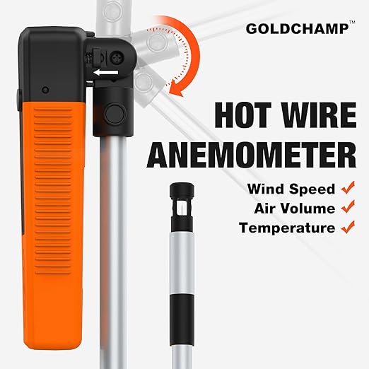 Hot Wire Anemometer Handheld CFM/CMM Air Flow Meter Wind Speed Gauge Measures 0-40m/s, 0-999900CFM with Bluetooth & App Operation, Thermal Anemometer for Max/Min, Data Hold