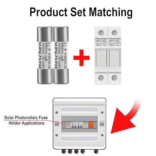 Heschen Solar/Photovoltaic Fuse Holder, PV Fuse Holder, HSPV-30D, DC1000V 32A, 2 Pole, 35mm DIN Rail Mounting, for HSPV-30 ST-10PV 10 * 38mm Fuse, CE Listed (5)