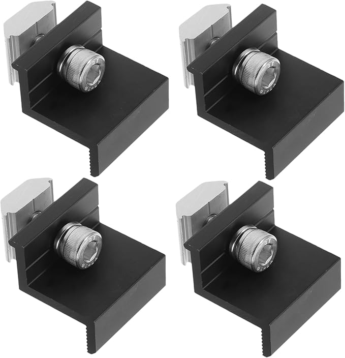 VANZACK 4pcs Aluminum Solar Panel End Clamps Adjustable Mounting Brackets for Enhanced Stability Solar Panel Installations Versatile Support Structure Sleek Design for Modern Use