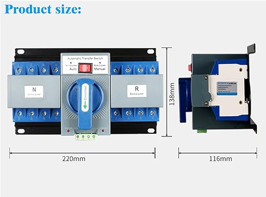 JONASC AC220V 63A 4P Dual Power Automatic Transfer Switch Generator Changeover Switch 50Hz/60Hz