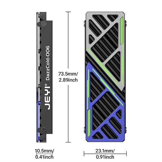 JEYI NVMe M.2 SSD Heatsink,Magnesium Aluminum Alloy High-Efficiency Heatsink with Thermal Silicone Pad for PS5/mATX/MiniATX，Compatible with Samsung 990 EVO Plus/990 PRO/980 Pro/980 EVO/970 Pro/970 EVO