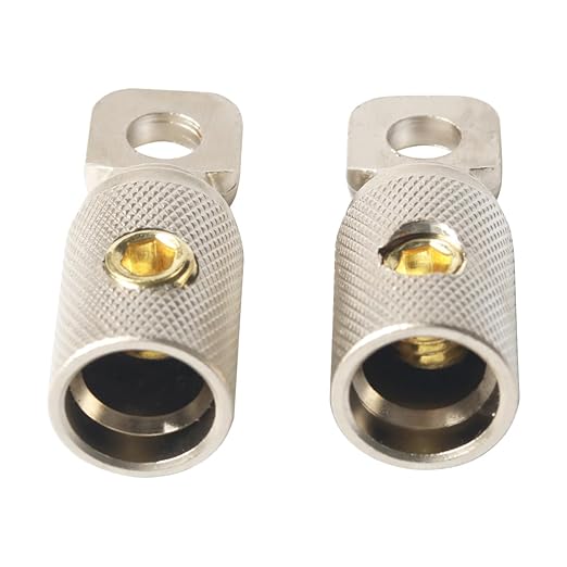 0 Gauge Wire Terminal Connectors 5/16 Ring Wiring Connector Car Audio Amplifier Power Ground 0AWG Cable Terminals 2PCS with Adhesive Heat Shrink Tubing