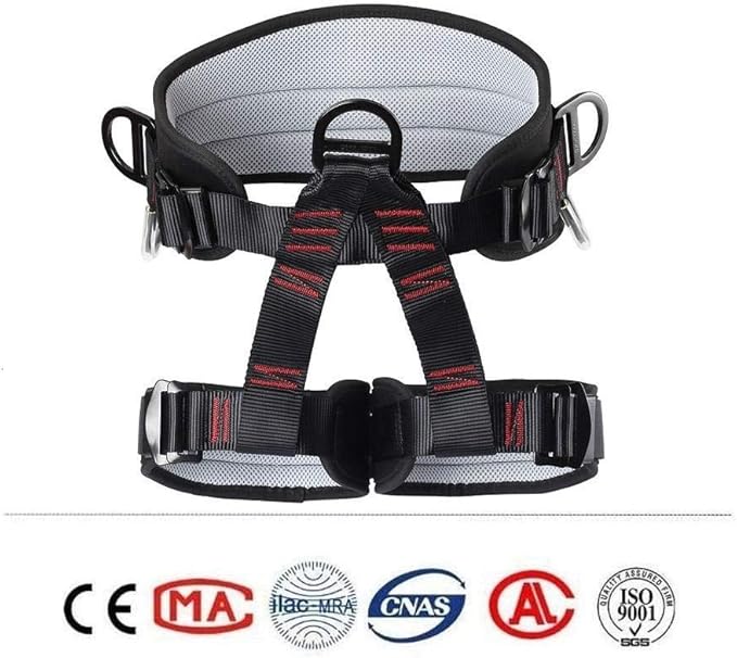 Climbing belts, Thicken Professional Half Body Safety Belt For Tree Climbing Saddle, Fire Rescue, Roofing and Rappelling, Climbing Gear