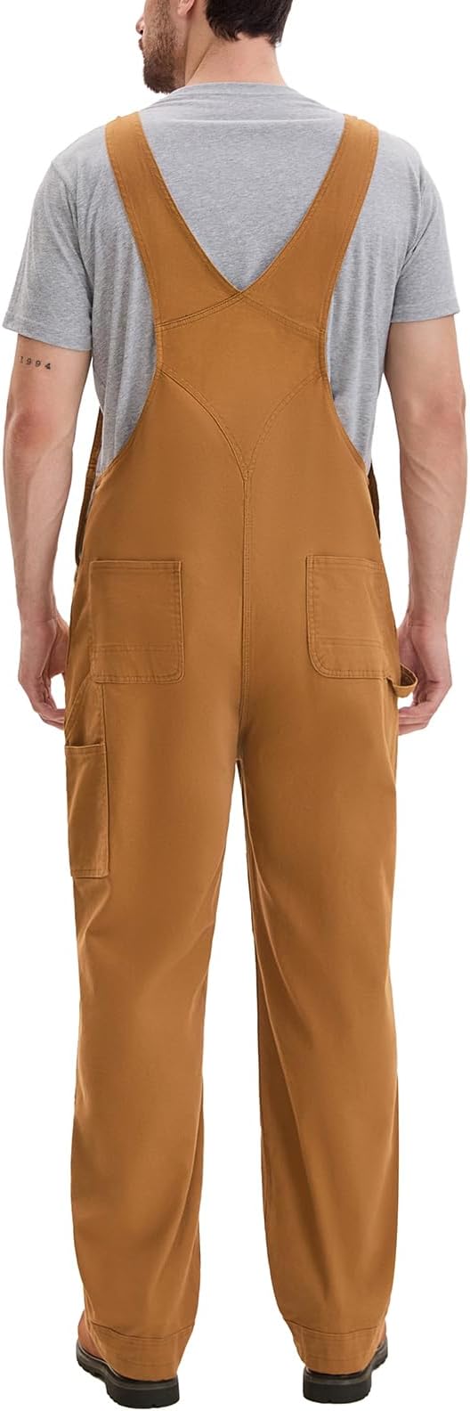 HISEA Flex Canvas Overalls for Men, Bib Work Double Knee Stretch Overall, Relaxed Fit Lightweight Workwear with Pockets