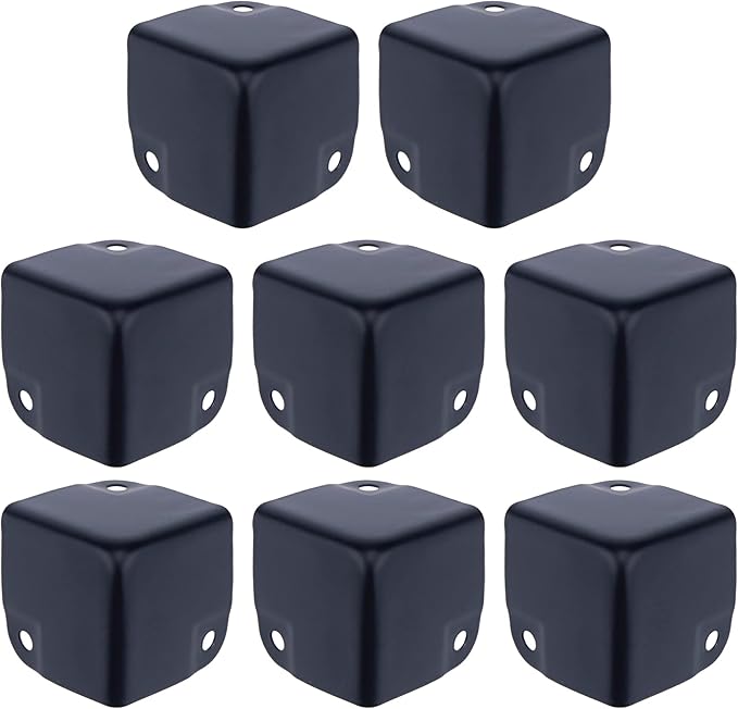 8 Pack Black Metal Shelf Edge Protector Cabinets Speaker Corners for Flight Case Hardware Screws