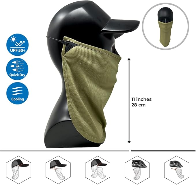 CoolNES - UV Sun Protection Neck Drape Adjustable Multifunctional 2 in 1 Face Covering for Outdoor Fishing - Unisex