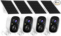 2K FHD Solar Powered Security Cameras Wireless Outdoor,WiFi Wireless Cameras,Outside Cameras for Home Security,AI Motion Detection,Color Night Vision,Spotlight,Siren Alarm,SD/Cloud Storage,4 Pack