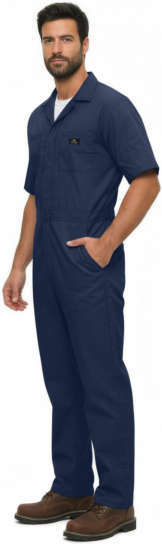 Natural Uniforms Mens Short Sleeve Zip Up Coverall, Stain and Wrinkle Resistant (Navy, 4X-Large)