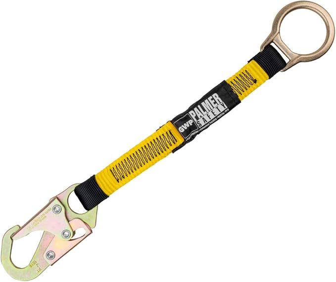 Palmer Safety 18" D-Ring Extender Fall Protection with 3/4" Snap Hook and D-Ring, Polyester Webbing with Chafe Guard, OSHA/ANSI Compliant