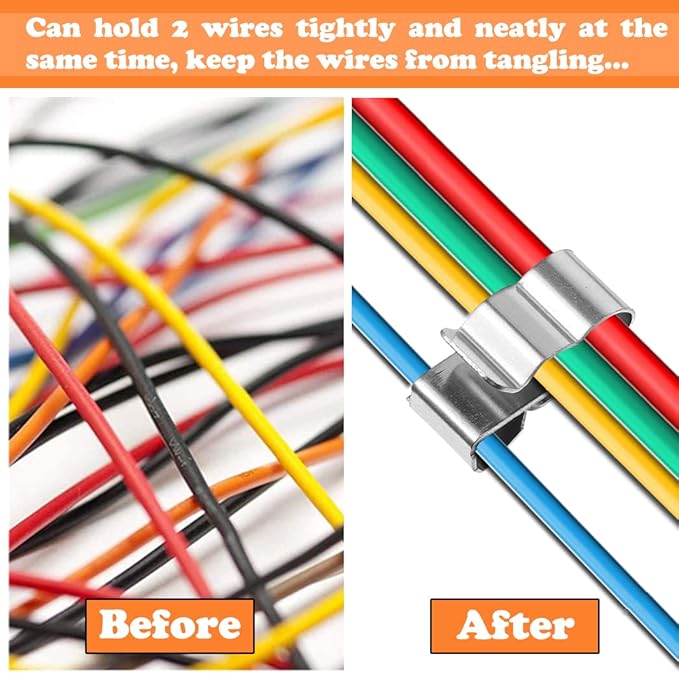 80 Pcs Trailer Frame Wire Clips Stainless Steel Metal Cable Clip 22.5 mm Solar Panel Wire Clips Double Wire Clamps for PV Wiring Boat Cable