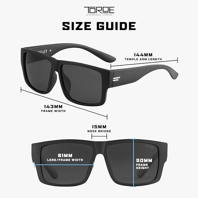 TOROE Z87+ Polarized Safety Sunglasses Matte Black TR90 Frame, ANSI Rated Lens