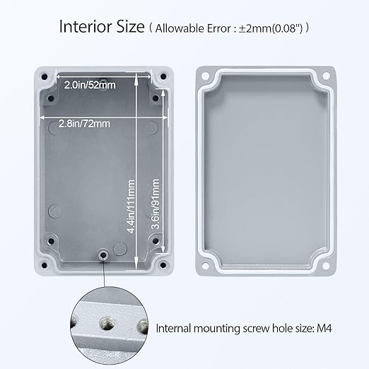 LeMotech Electrical Box, Aluminum Alloy Metal Junction Box, IP67 Waterproof Dustproof Project Box, Outdoor Universal Enclosure, Grey 4.7x3.1x2.1in (120x80x55mm)