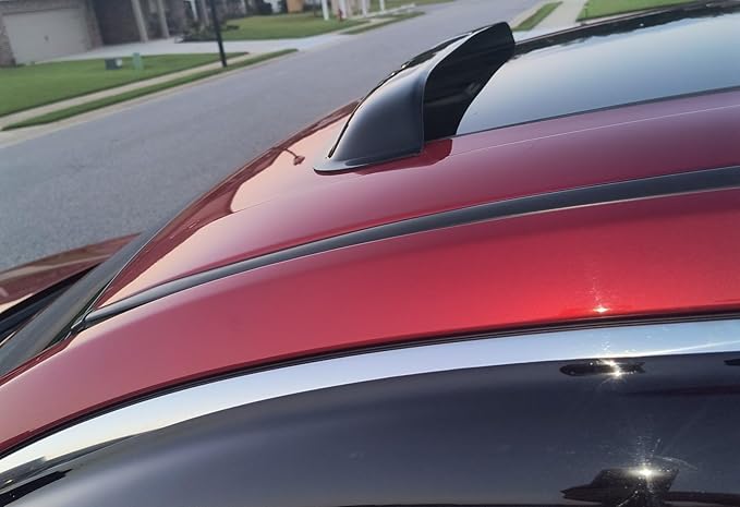 43inch Universal Shatterproof Sun Rain Guard Rainroof Top Wind Deflector,Tape On Dark Smoke Tint Auto Moonroof Window Visor Fit Sunroof Which Is Not Wider Than 41.8",Rainy Windy Sunny Protection RN110