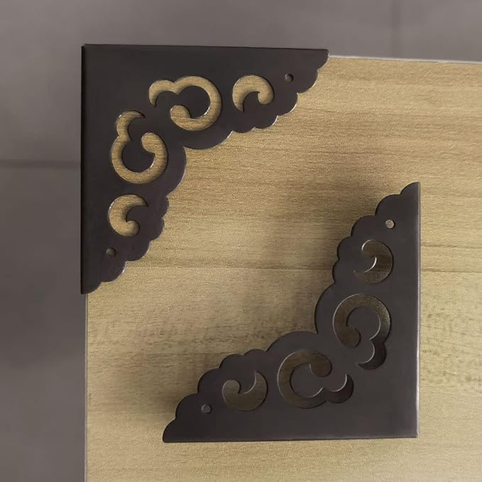 Metal Corner Protectors for Wood Boxes Furniture, Vintage Decorative Corner Guards for Box Door Table Furniture Corner Edge Safety Guard Pack of 4