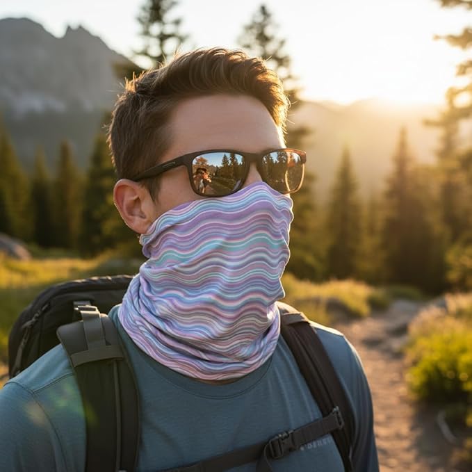 UPF 50 Sun Protection Neck Gaiter - 13-in-1 Multifunctional Face Cover for Hiking, Fishing, Cycling