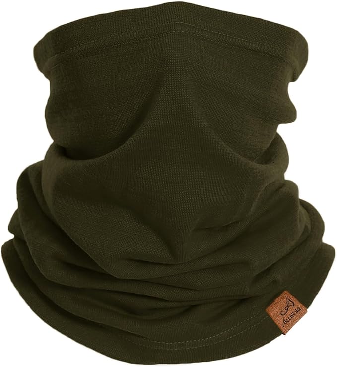 ACUSHLA 100% Merino Wool Neck Gaiter for Men & Women Ski Face Mask Winter Scarf Neck Warmer All Weather, Midweight Maple Leaf
