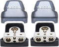 Recoil PBT-D08 2 Pack Premium Solid Brass Positive Negative Battery Terminals Clamps with Two 0/2/4 Gauge Outputs and Two 8 Gauge Outputs