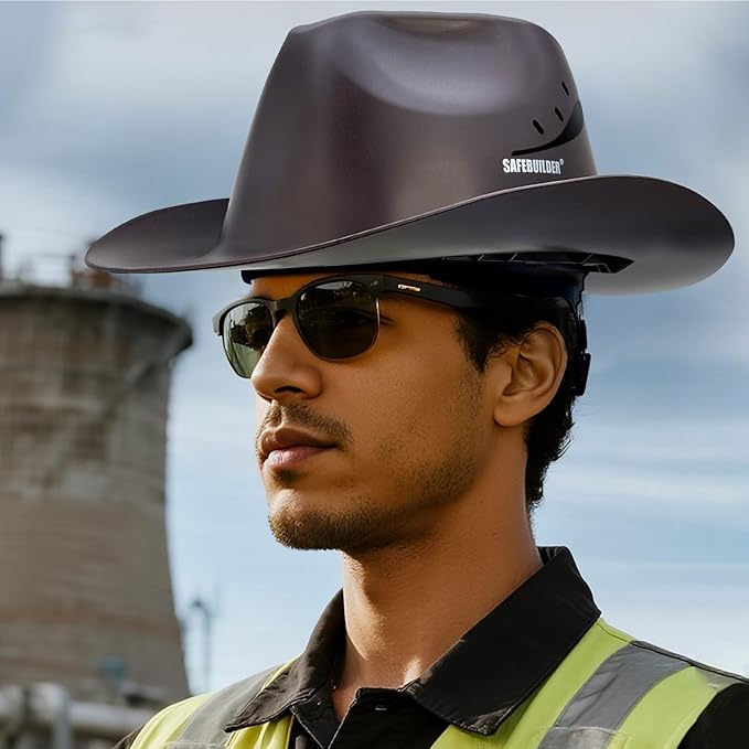 Cowboy Style Hard Hat Class C Safety Helmet Vented Full Brim Hard Hats Work Safety Helmet for Men and Women Outdoor,Industrial,Construction Head Protection- ANSI Approved