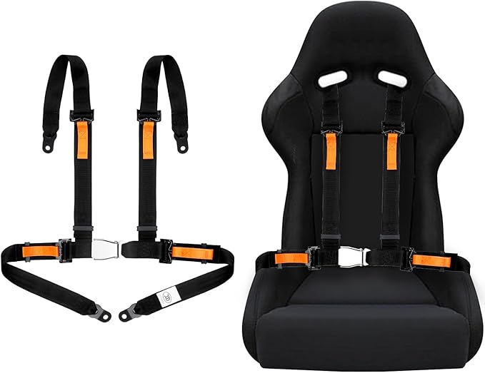 Yakitoko Universal 4 point Safety Harness Set 2inch Fits Go Kart,UTV,ATV,Racing Black