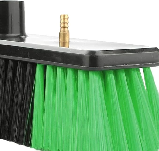 11" Nylon Bristle Brush Head for Superlite Water Fed Poles, Firm Bristles with 2 Brass Nozzles, Fits Standard Threaded Poles for High Reach Window and Solar Panel Cleaning, Spotless Clean
