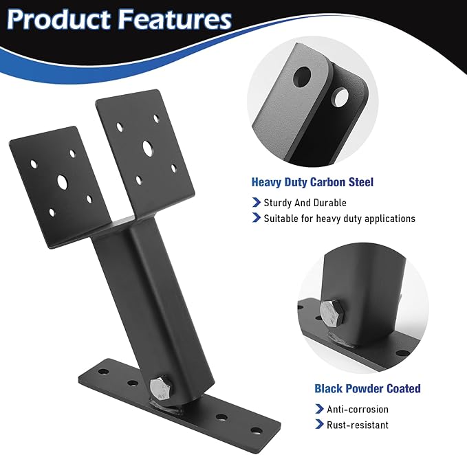 3-Pack Heavy Duty Pergola Brackets, 90 Degree Adjustable Saddle Roof Riser Beam Brackets for Wood Patio Gazebo, Fit 4x4 and 4x6 Wood Beam