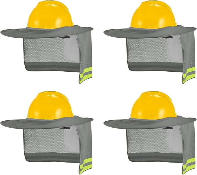 4 Pack Sun Shade Full Brim, Visor Mesh Neck Sun Shield with Reflective Strips Neck Sunshade Cover, Accessories (Gray)