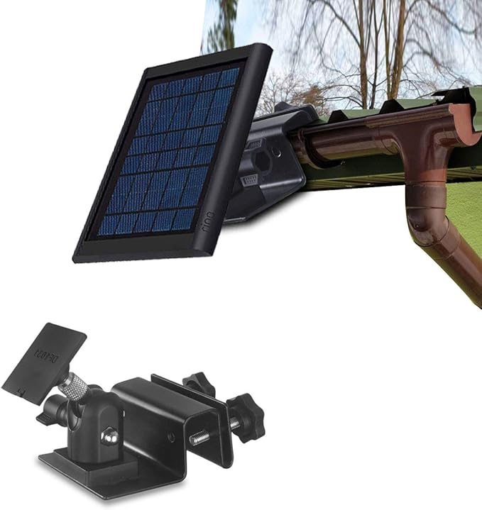 HOLACA Weatherproof Gutter Mount for Ring Solar Panel- Adjustable Aluminum Alloy Outdoor Mount Accessories for Ring Solar Panel (Black)