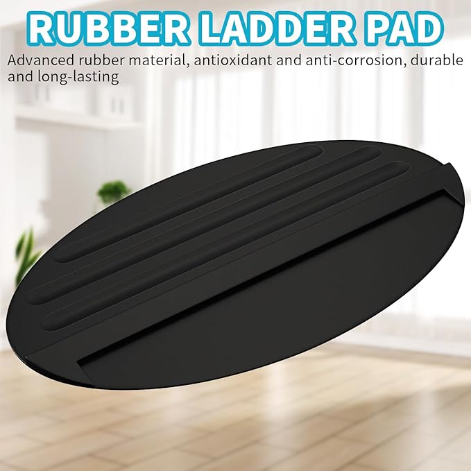Extension Anti-Skid Ladder Stop Mat, 27"x15.7" Non-Slip Rubber Stabilizer Pad Anti-Slip Ladders Aid Stopper, Floor Protection Stepladder Telescoping Accessories (Black)