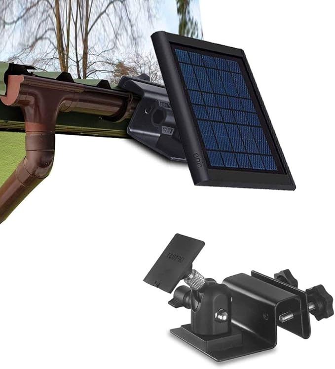 Gutter Mount for Ring Solar Panel - OkeMeeo Solar Panel Mount Compatible with Arlo, Eufy, Reolink Solar Panel for Maximum Sunlight Exposure (Black,1 Pack)