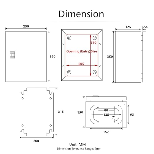 QILIPSU Metal Electrical Box IP65 Waterproof Steel Project Enclosure Lockable Weatherproof Electric Junction Box for Indoor & Outdoor Use 14"x10"x6"