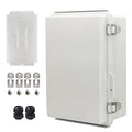 Waterproof Electrical Box with Mounting Plate, IP67 Junction Box Stainless Steel Latch Hinged Grey Cover Project Enclosure with Wall Bracket and 2 Glands 10.2" x 6.3" x 3.9"