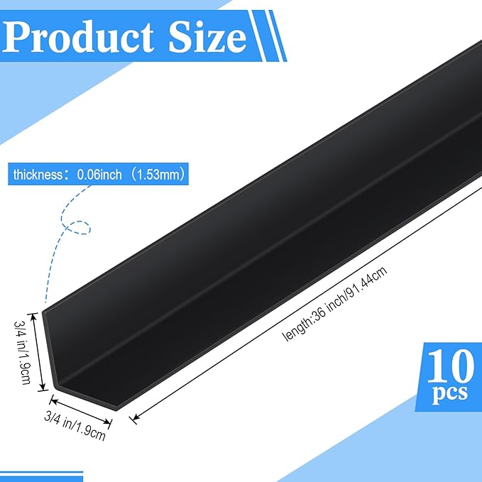 Sasylvia 10 Pcs Wall Corner Protector Guards, Black Vinyl 3/4 x 36 Inch Corner Trim Molding, Avoid Scratching Scuffs, Ease Install and Cleaning for Door Countertop Furniture Cabinet Protection