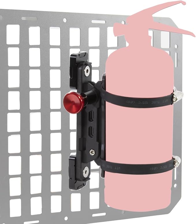 Molle Panel Fire Extinguisher Mount - Tactical Car Quick Release Fire Extinguisher Bracket Accessories Mounting Bracket Kits Fits 1-2 in Slots Holes for Trucks Vehicles Gear Molle Accessories