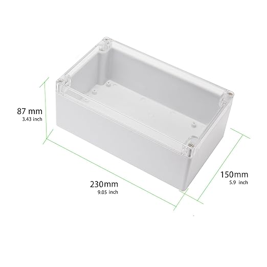 Junction Box 230x150x87mm, ABS Plastic DIY Electrical Project Case with Clear Cover IP65 Waterproof Dustproof Enclosure Grey (9.1"x5.9"x3.4"inch)¡­