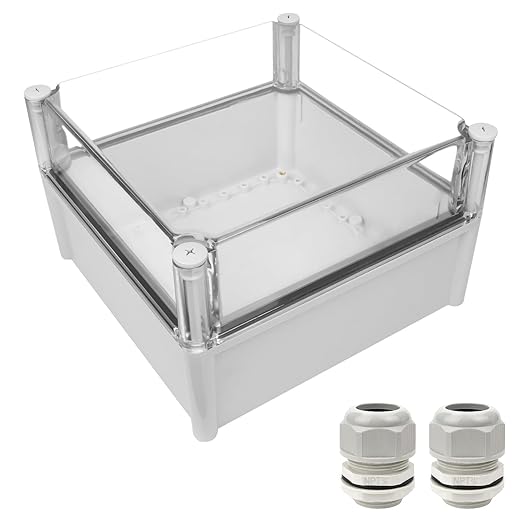 LeMotech Junction Box IP67 Waterproof Dustproof Electrical Box Project Box DIY Enclosure Gray with Transparent Clear Cover, External Size 11x11x7.1in (280x280x180mm)