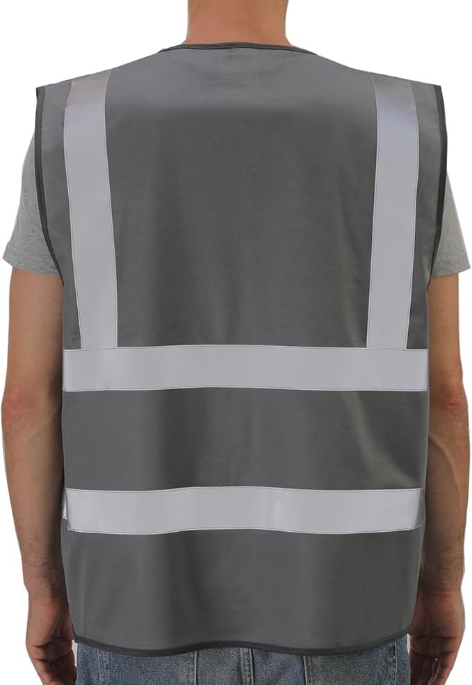 Dib Safety Reflective Vest ANSI Class 2, High Visibility Vest with Pockets and Zipper, Construction Work, Hi Vis