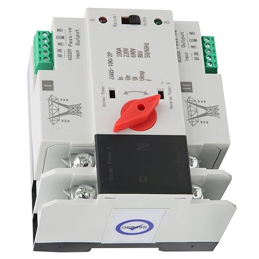 Power Automatic Transfer Switch, 100 amp Manual Transfer Switch 2P Automatic Transfer Switch Back up Generator Transfer Switch Home Transfer Switch 220V 100A