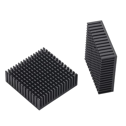 2PCS 50mm Black Aluminum Heat Sink with Thermal Conductive Adhesive Tape, 50×50×15mm Heatsink Cooler for Cooling VRM GPU Stepper Driver 3D Printer Stepper Motor TEC1-12706 Thermoelectric Peltier