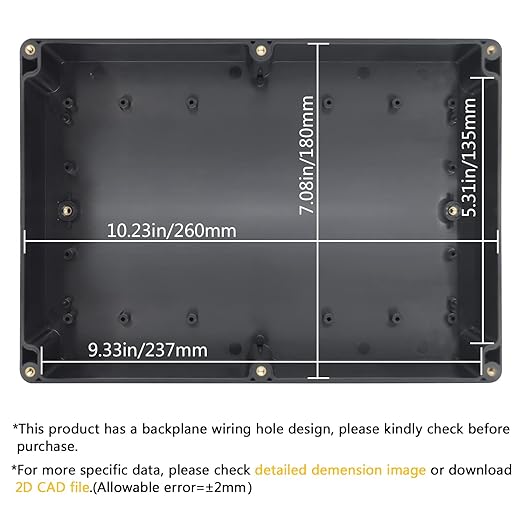 LeMotech Electrical Box ABS Plastic Project Box IP65 Waterproof Junction Box Project Case Universal Enclosure for Electronics Black 10.3X 7.1x 2.3 inch (263x182x60mm)（Pack of 1