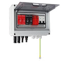 Solar Combiner Box 600V 2 inputs and 1 Output 15A Rated Current Fuse 63A DC Circuit Breaker & SPD, 15A Fuse, for PV Array System, Plug and Play Outdoor Solar Junction Box for Home and Commercial Use