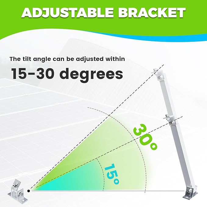 KUAFU Adjustable Solar Panel Tilt Mount Brackets Support up to 300W Solar Panel for Boats, RV, Roof on-Grid/Off-Grid Systems and Any Flat Surface Telescopic Bracket Solar Panel Pole Mount