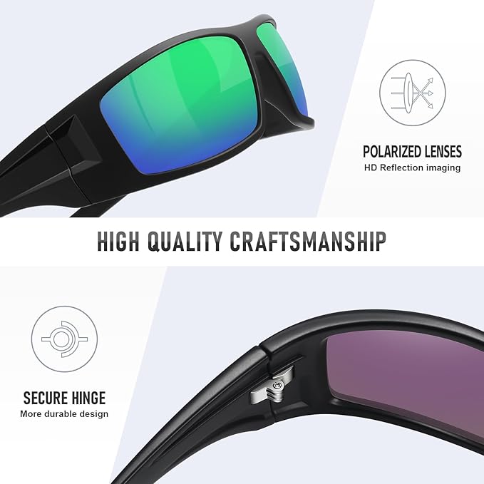 Polarized Sports Sunglasses for Men Women Unbreakable Frame Cycling Fishing Wrap Around Sunglasses UV400 Protection