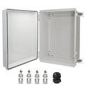 Waterproof Electrical Box, IP67 Junction Box Stainless Steel Latch Hinged Grey Cover Project Enclosure with Wall Bracket 16.1"x12.2"x7.1"