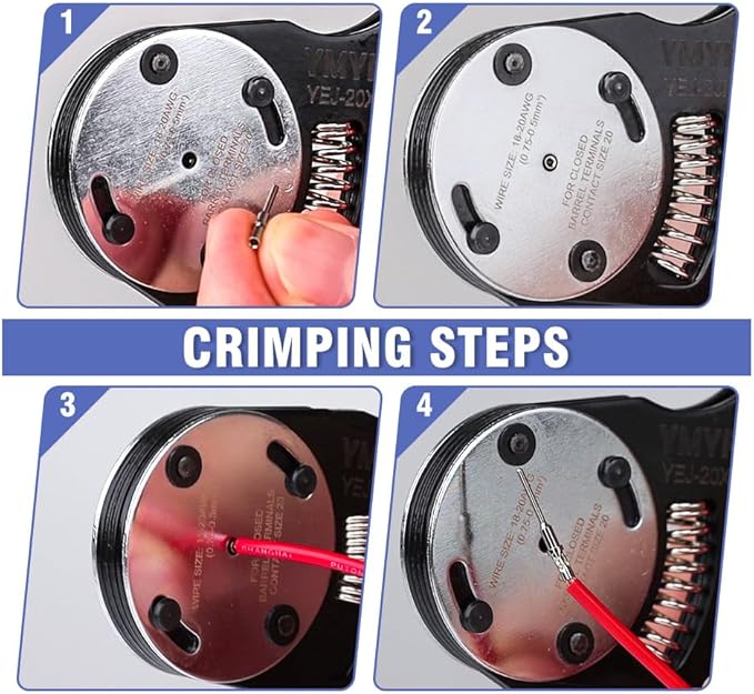 Deutsch Closed Barrel Crimper Size 20,4 Way Indent,8 Impression Type for Deutsch DTM Solid Contacts Gage 20-18 AWG(YEJ-20X)