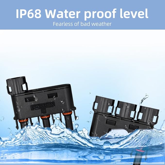 Solar Branch Connector IP68 1500V FMM+MFF, Y Connector for Parallel Connection Between Solar Panels, 1 Pairs (3 to 1)