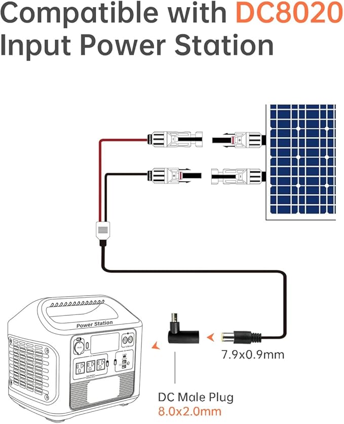 DC7909 to DC8020 Adapter 90-Degree Right Angle Connectors, Compatible with Jackery Explorer 1000 V2/1000 Pro/1000 Plus/600 Plus/1500 Pro/2000 Pro/2000 Plus/3000 Pro Portable Power Station