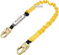 6-Foot Shock Absorber Stretchable Safety Lanyard with Double Snap Hook Connectors ANSI Z359.13-2013 Compliant Fall Protection Equipment