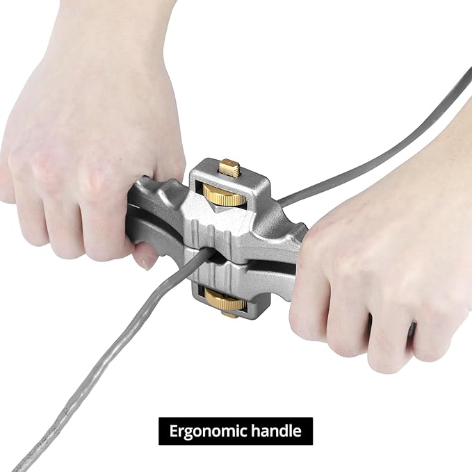 QWORK Armored Fiber Optic Cable Stripping Tool, Adjustable Depth, Ergonomic Design, Compatible with PVC, PE, and Steel Sheaths