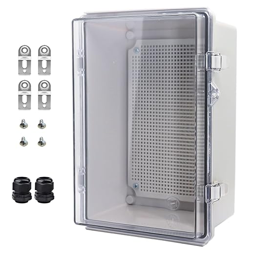 Outdoor Waterproof Electrical Box Junction Box Weatherproof IP67 ABS Plastic Enclosure Switch Router Project Box Electronics Enclosure with Mounting Plate Wall Bracket Clear 11.4"x7.5"x5.5"